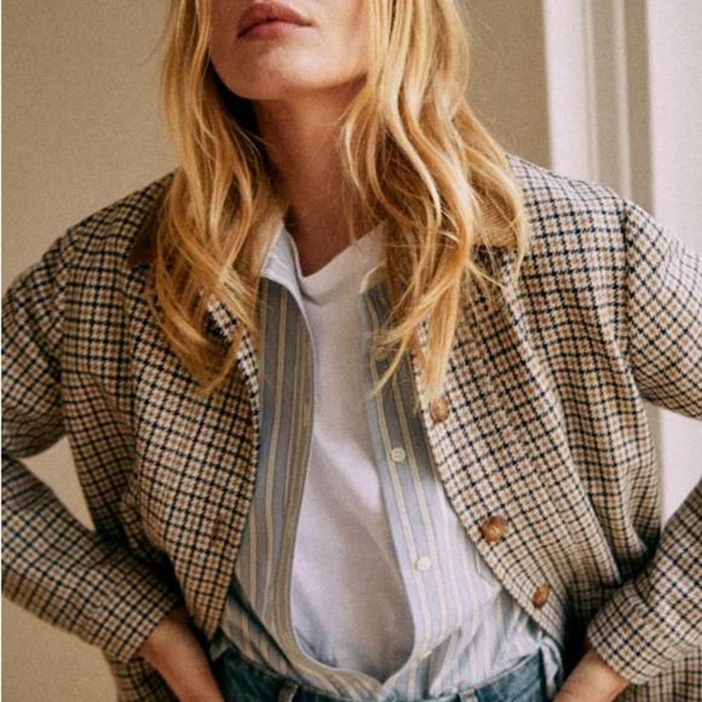 Sezane Will Jacket Navy Ocre